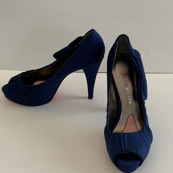 Paris Hilton Open Toe Blue Platform Heels Size 8.5 - Picture 8 of 8